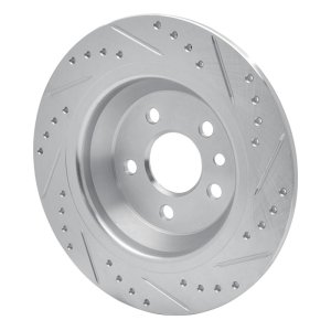 Ford Focus RS Brake Rotor (1) - Rear Left - R1 Concepts - Drilled & Slotted - Silver - `09-`15